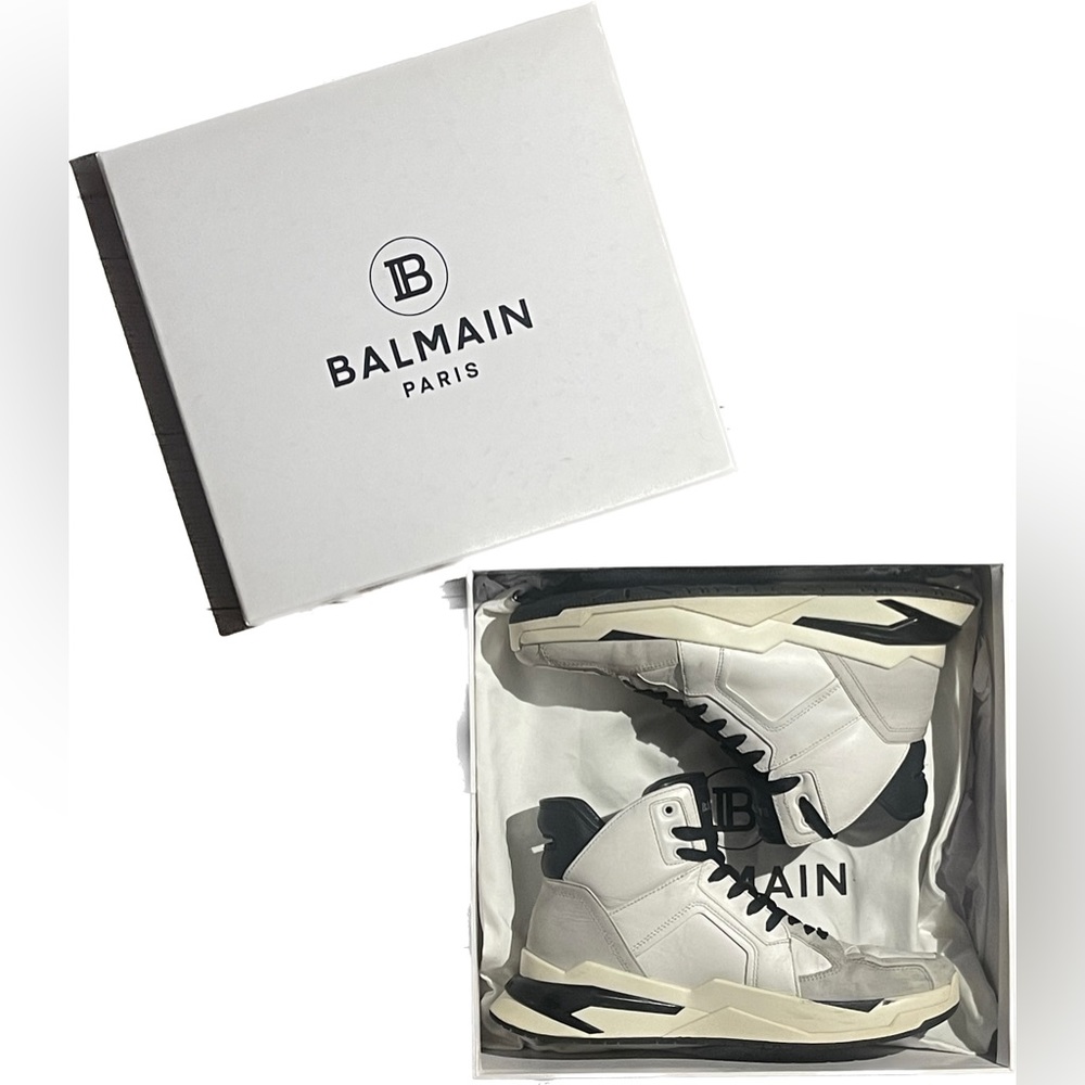 Balmain // High-Top Leather B-Ball Sneakers - Picture 6 of 6